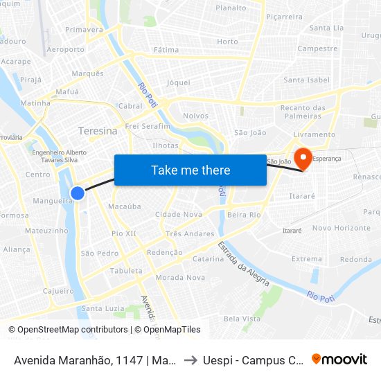 Avenida Maranhão, 1147 | Madeireira Mafrense to Uespi - Campus Clóvis Moura map