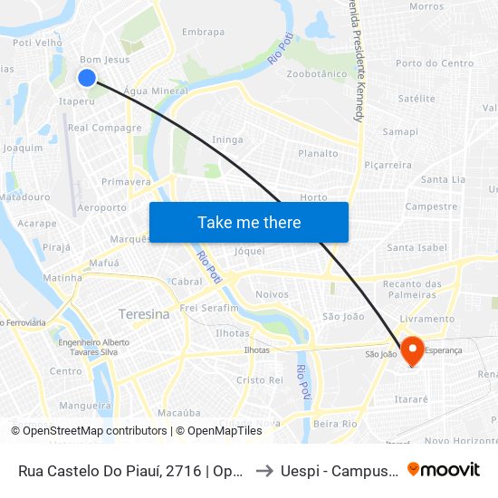 Rua Castelo Do Piauí, 2716 | Oposto Ceb James Azevedo to Uespi - Campus Clóvis Moura map