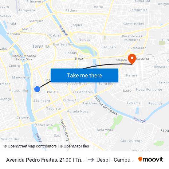 Avenida Pedro Freitas, 2100 | Tribunal De Contas Do Estado to Uespi - Campus Clóvis Moura map