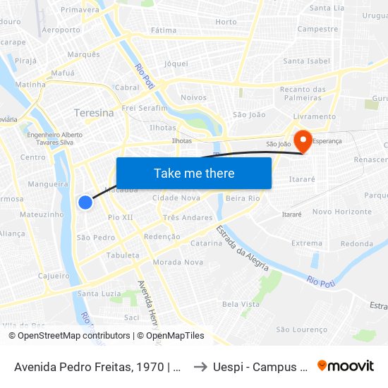 Avenida Pedro Freitas, 1970 | Centro Administrativo to Uespi - Campus Clóvis Moura map