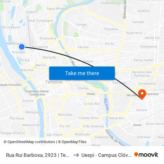 Rua Rui Barbosa, 2923 | Teatro Do Boi to Uespi - Campus Clóvis Moura map