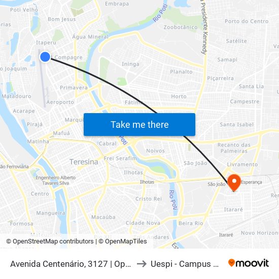 Avenida Centenário, 3127 | Oposto Motel Baobás to Uespi - Campus Clóvis Moura map