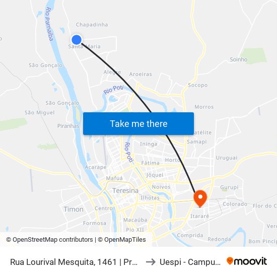 Rua Lourival Mesquita, 1461 | Praça Da Santa Maria Da Codipi to Uespi - Campus Clóvis Moura map