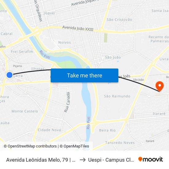 Avenida Leônidas Melo, 79 | Banco Do Brasil to Uespi - Campus Clóvis Moura map