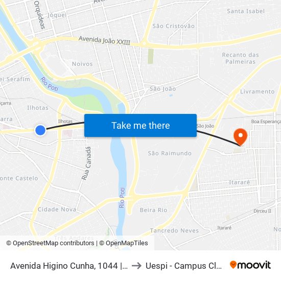 Avenida Higino Cunha, 1044 | Léo Madeiras to Uespi - Campus Clóvis Moura map