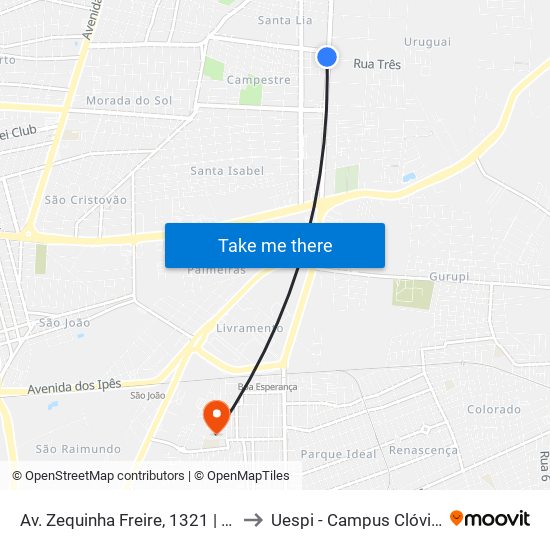 Av. Zequinha Freire, 1321 | Plusfarma to Uespi - Campus Clóvis Moura map