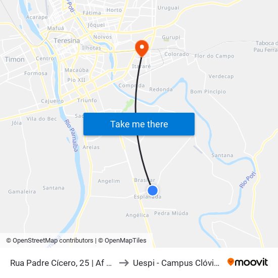 Rua Padre Cícero, 25 | Af Mototaxi to Uespi - Campus Clóvis Moura map
