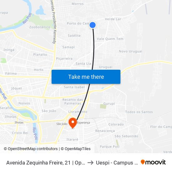 Avenida Zequinha Freire, 21 | Oposto À Padaria Provare to Uespi - Campus Clóvis Moura map