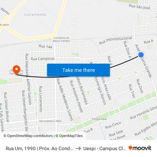 Rua Um, 1990 | Próx. Ao Condomínio Colorado to Uespi - Campus Clóvis Moura map