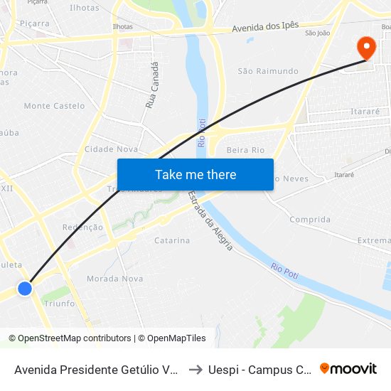 Avenida Presidente Getúlio Vargas, 730 | Chesf to Uespi - Campus Clóvis Moura map