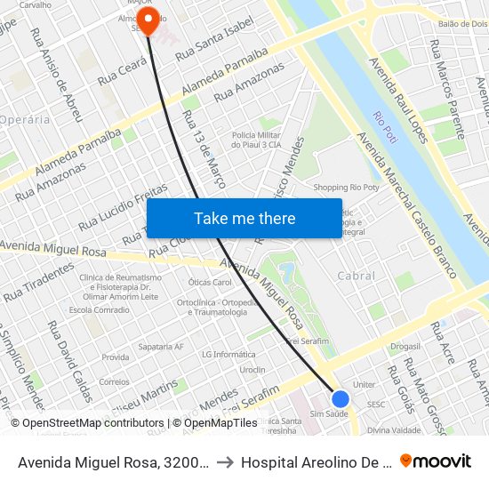 Avenida Miguel Rosa, 3200 | Cassi to Hospital Areolino De Abreu map