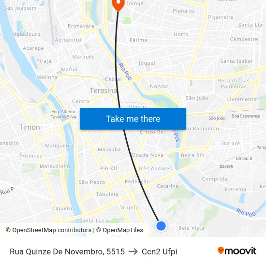 Rua Quinze De Novembro, 5515 to Ccn2 Ufpi map