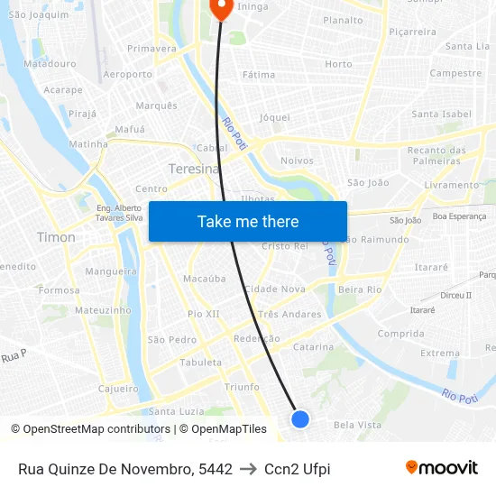 Rua Quinze De Novembro, 5442 to Ccn2 Ufpi map
