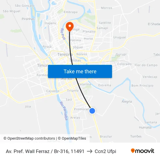 Av. Pref. Wall Ferraz / Br-316, 11491 to Ccn2 Ufpi map