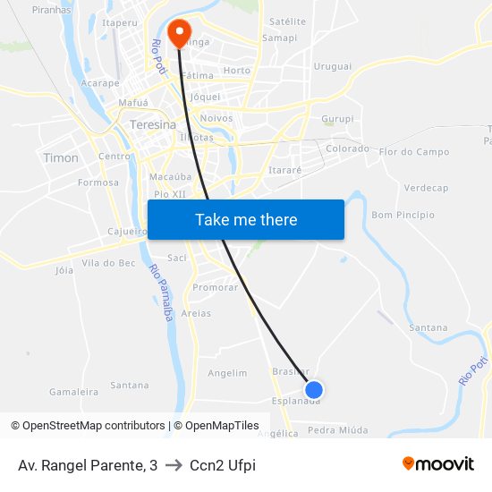 Av. Rangel Parente, 3 to Ccn2 Ufpi map