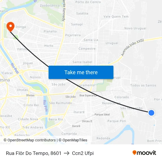 Rua Flôr Do Tempo, 8601 to Ccn2 Ufpi map