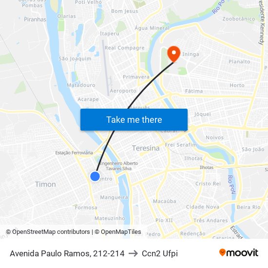 Avenida Paulo Ramos, 212-214 to Ccn2 Ufpi map