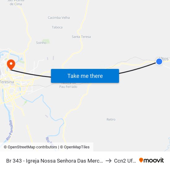 Br 343 - Igreja Nossa Senhora Das Mercês to Ccn2 Ufpi map