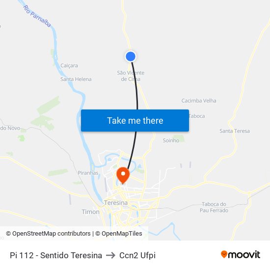 Pi 112 - Sentido Teresina to Ccn2 Ufpi map
