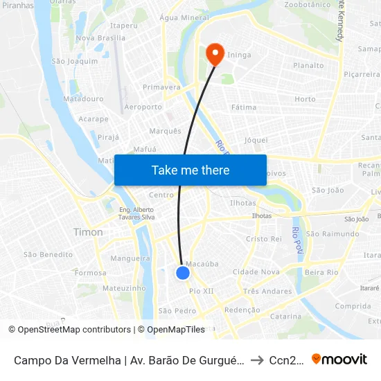 Campo Da Vermelha | Av. Barão De Gurguéia - Sentido Centro to Ccn2 Ufpi map