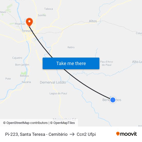 Pi-223, Santa Teresa - Cemitério to Ccn2 Ufpi map