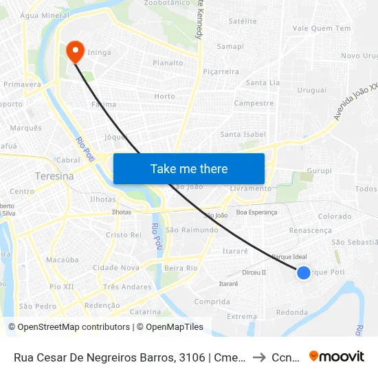 Rua Cesar De Negreiros Barros, 3106 | Cmei Cíntia Medeiros De Oliveira to Ccn2 Ufpi map