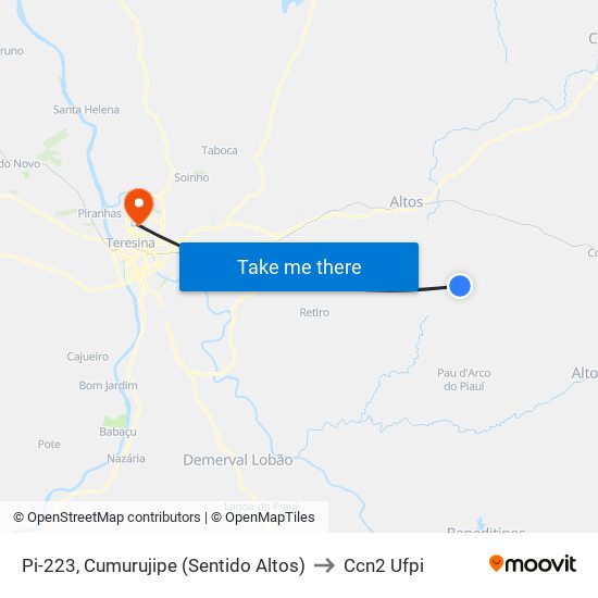 Pi-223, Cumurujipe (Sentido Altos) to Ccn2 Ufpi map