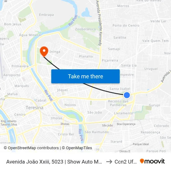 Avenida João Xxiii, 5023 | Show Auto Mall to Ccn2 Ufpi map