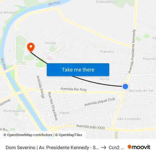 Dom Severino | Av. Presidente Kennedy - Sentido Bairro to Ccn2 Ufpi map