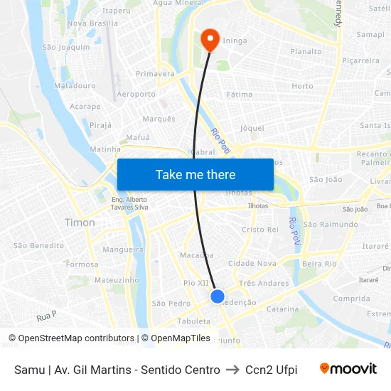 Samu | Av. Gil Martins - Sentido Centro to Ccn2 Ufpi map