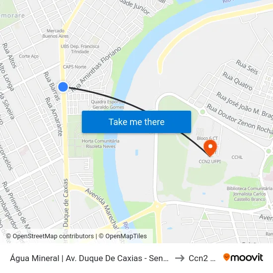 Água Mineral | Av. Duque De Caxias - Sentido Bairro to Ccn2 Ufpi map