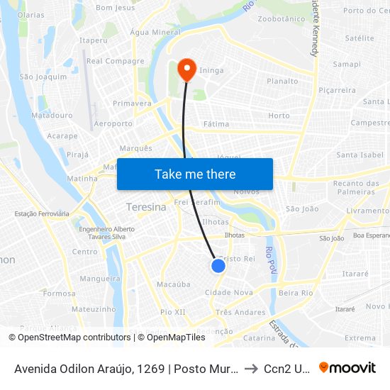 Avenida Odilon Araújo, 1269 | Posto Muralha to Ccn2 Ufpi map
