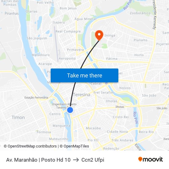 Av. Maranhão | Posto Hd 10 to Ccn2 Ufpi map
