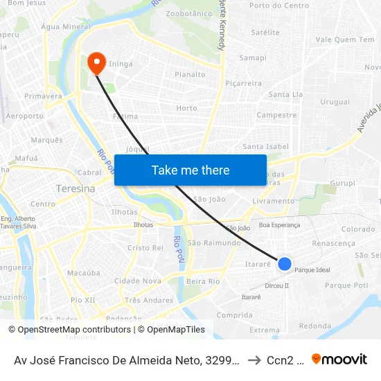 Av José Francisco De Almeida Neto, 3299 | Gilson Tintas to Ccn2 Ufpi map