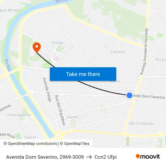 Avenida Dom Severino, 2969-3009 to Ccn2 Ufpi map