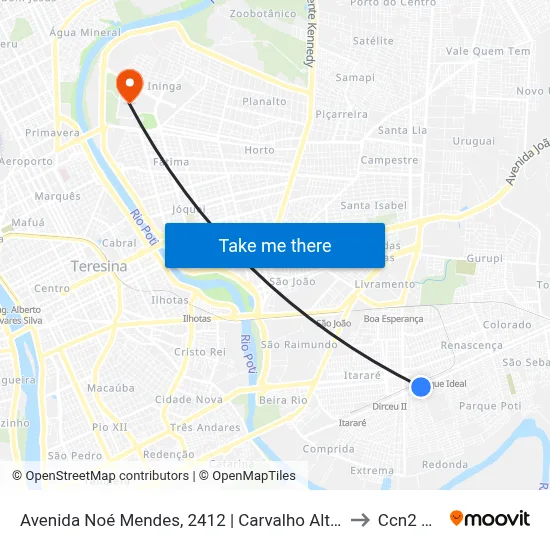 Avenida Noé Mendes, 2412 | Carvalho Alternativo to Ccn2 Ufpi map