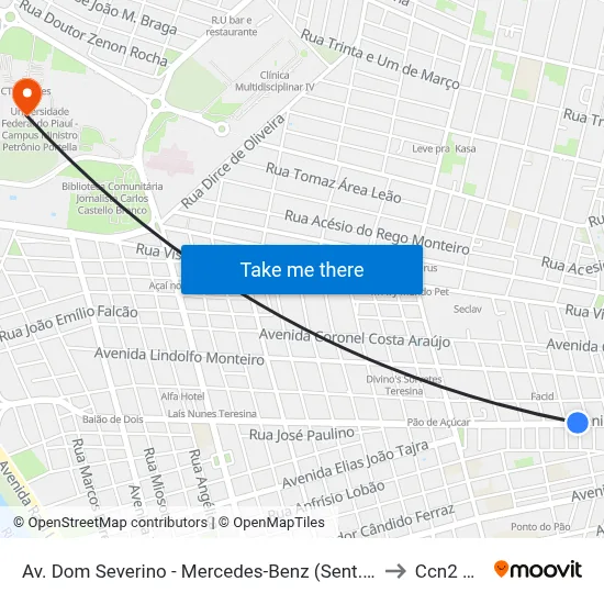 Av. Dom Severino - Mercedes-Benz (Sent. Centro) to Ccn2 Ufpi map