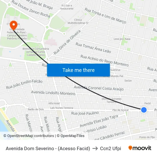 Avenida Dom Severino - (Acesso Facid) to Ccn2 Ufpi map