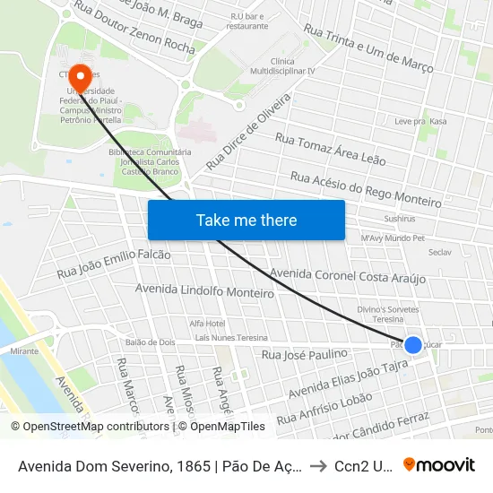 Avenida Dom Severino, 1865 | Pão De Açúcar to Ccn2 Ufpi map