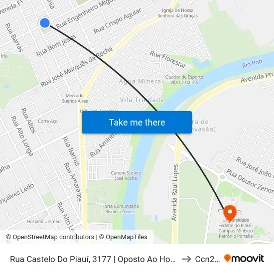 Rua Castelo Do Piauí, 3177 | Oposto Ao Hospital Do Buenos Aires to Ccn2 Ufpi map