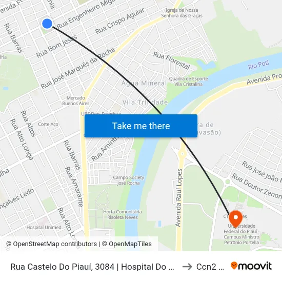 Rua Castelo Do Piauí, 3084 | Hospital Do Buenos Aires to Ccn2 Ufpi map