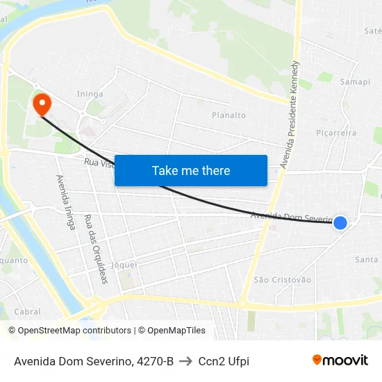 Avenida Dom Severino, 4270-B to Ccn2 Ufpi map