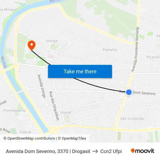 Avenida Dom Severino, 3370 | Drogasil to Ccn2 Ufpi map