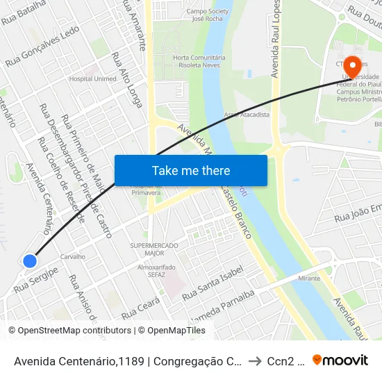 Avenida Centenário,1189 | Congregação Cristã No Brasil to Ccn2 Ufpi map