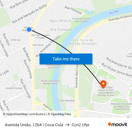 Avenida União, 1264 | Coca Cola to Ccn2 Ufpi map