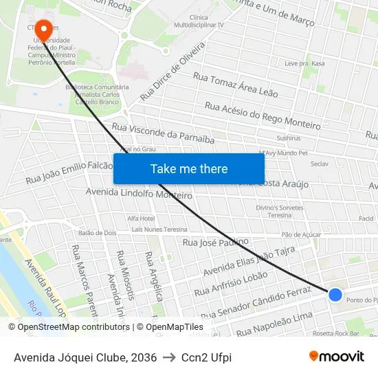 Avenida Jóquei Clube, 2036 to Ccn2 Ufpi map