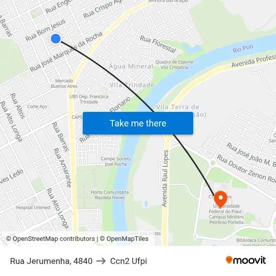 Rua Jerumenha, 4840 to Ccn2 Ufpi map