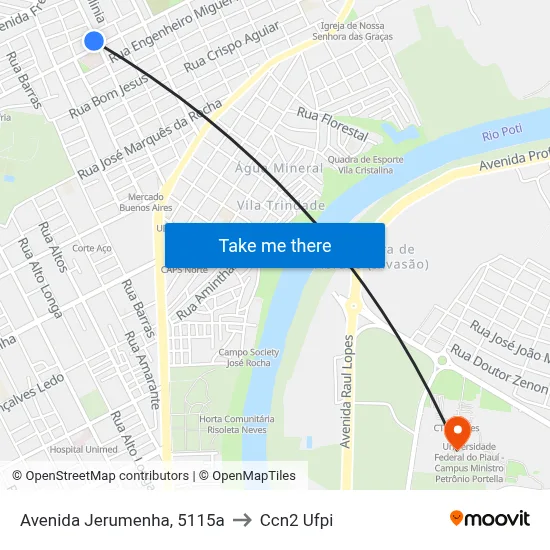 Avenida Jerumenha, 5115a to Ccn2 Ufpi map