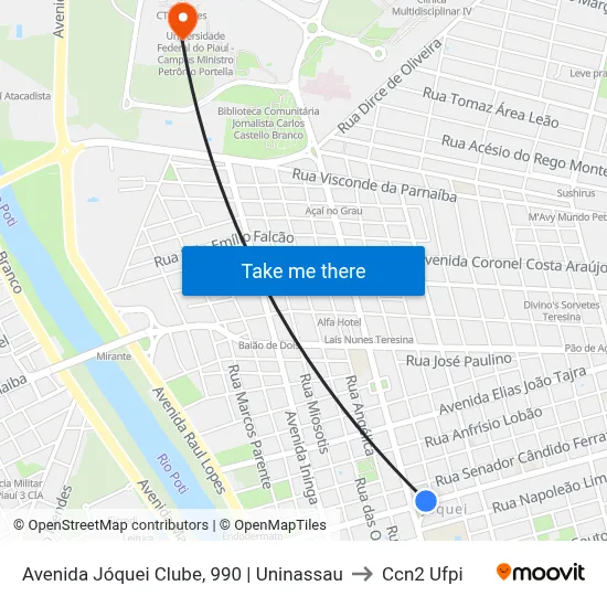 Avenida Jóquei Clube, 990 | Uninassau to Ccn2 Ufpi map