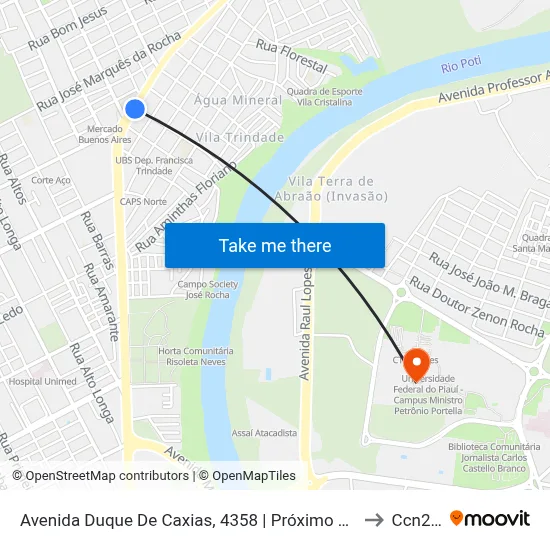 Avenida Duque De Caxias, 4358 | Próximo Ao Balão Da Coca Cola to Ccn2 Ufpi map